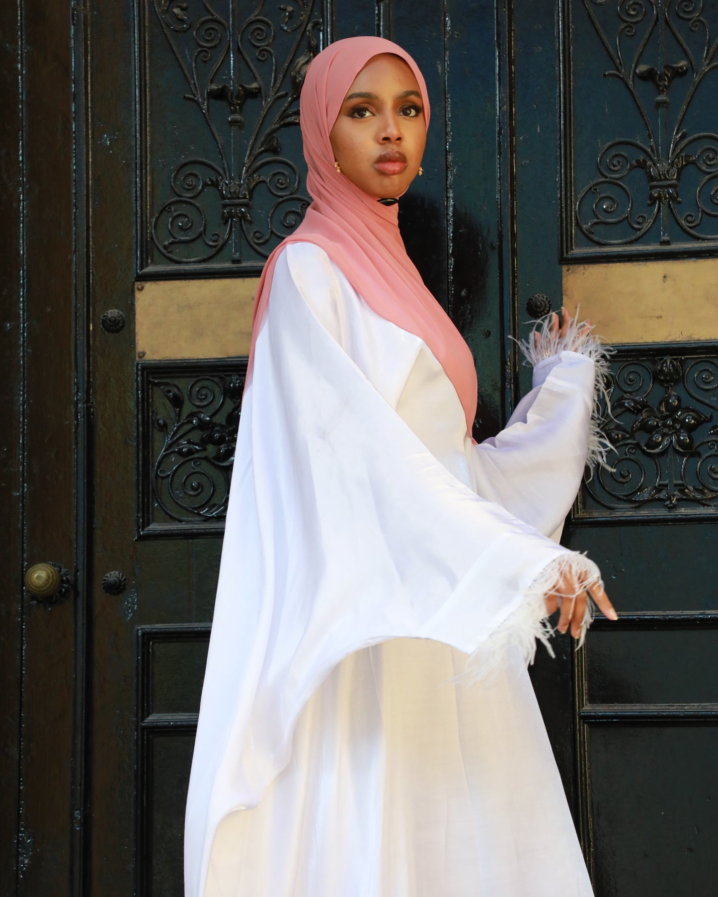 Butterfly Abaya - Two Tone Shimmer - White