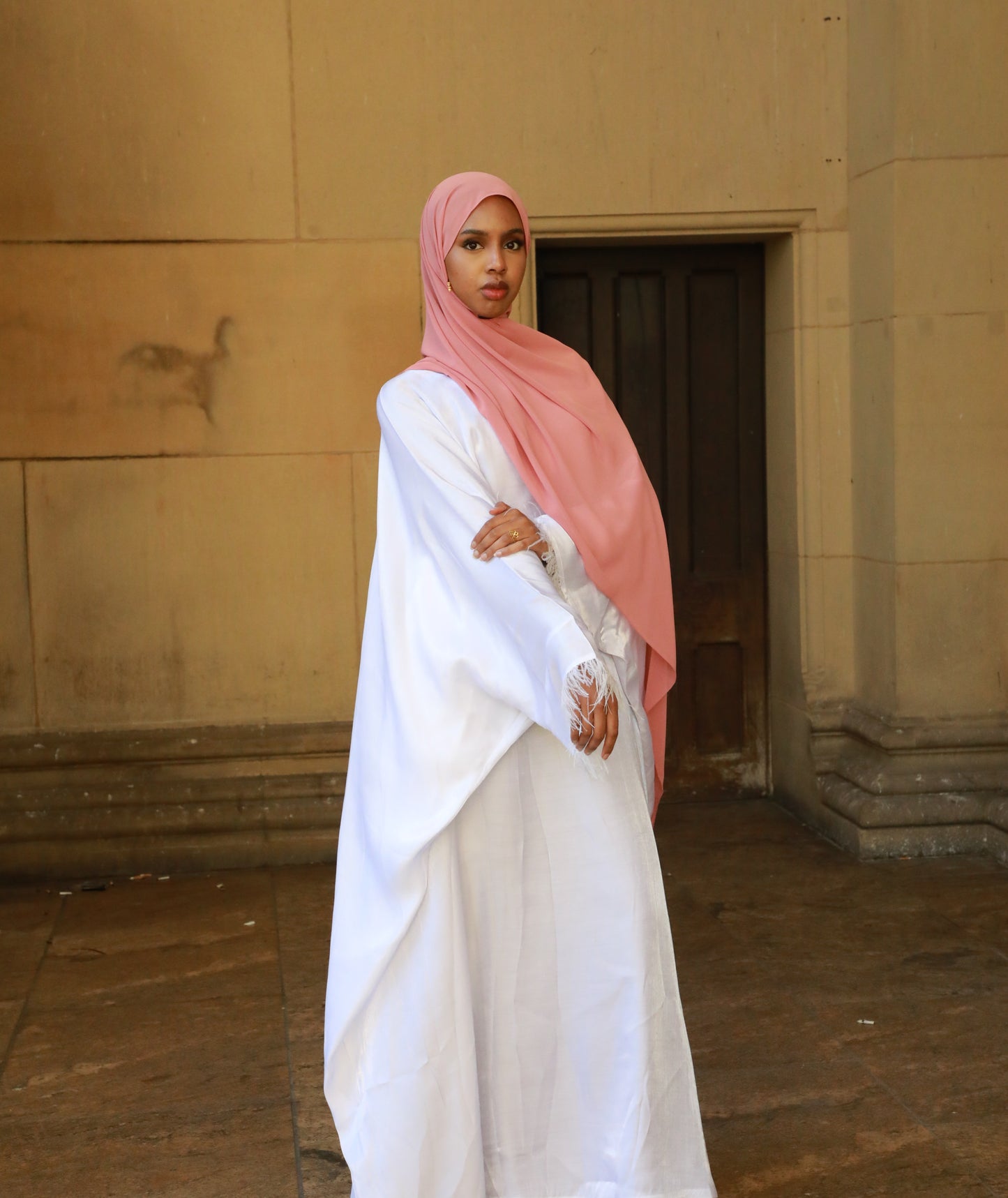 Butterfly Abaya - Two Tone Shimmer - White
