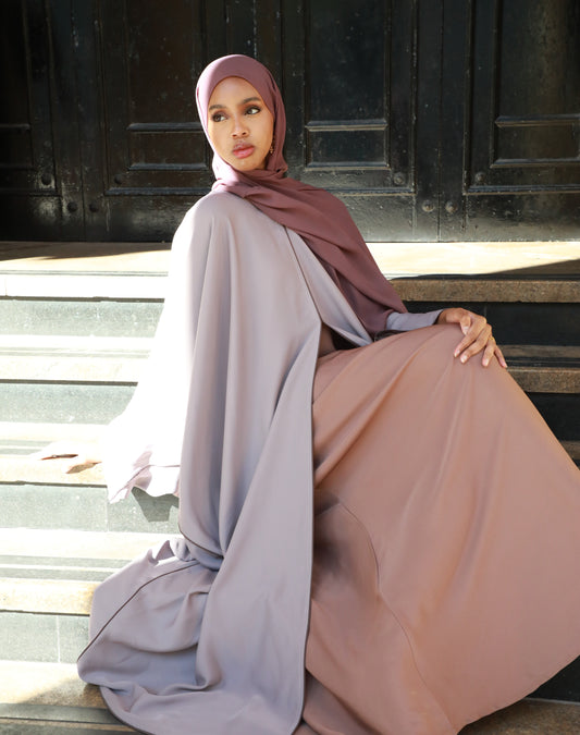Haya Open Abaya - Lavender Grey