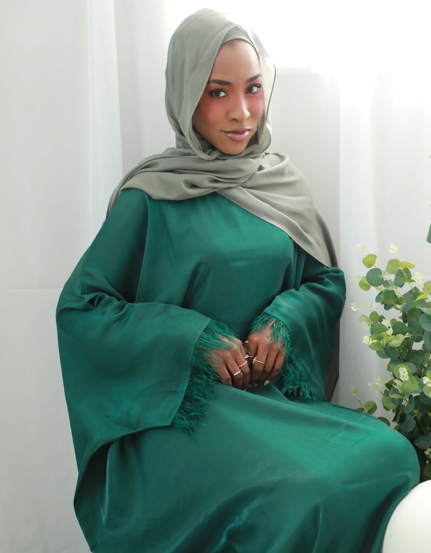 Butterfly Abaya - Two Tone Shimmer - Emerald