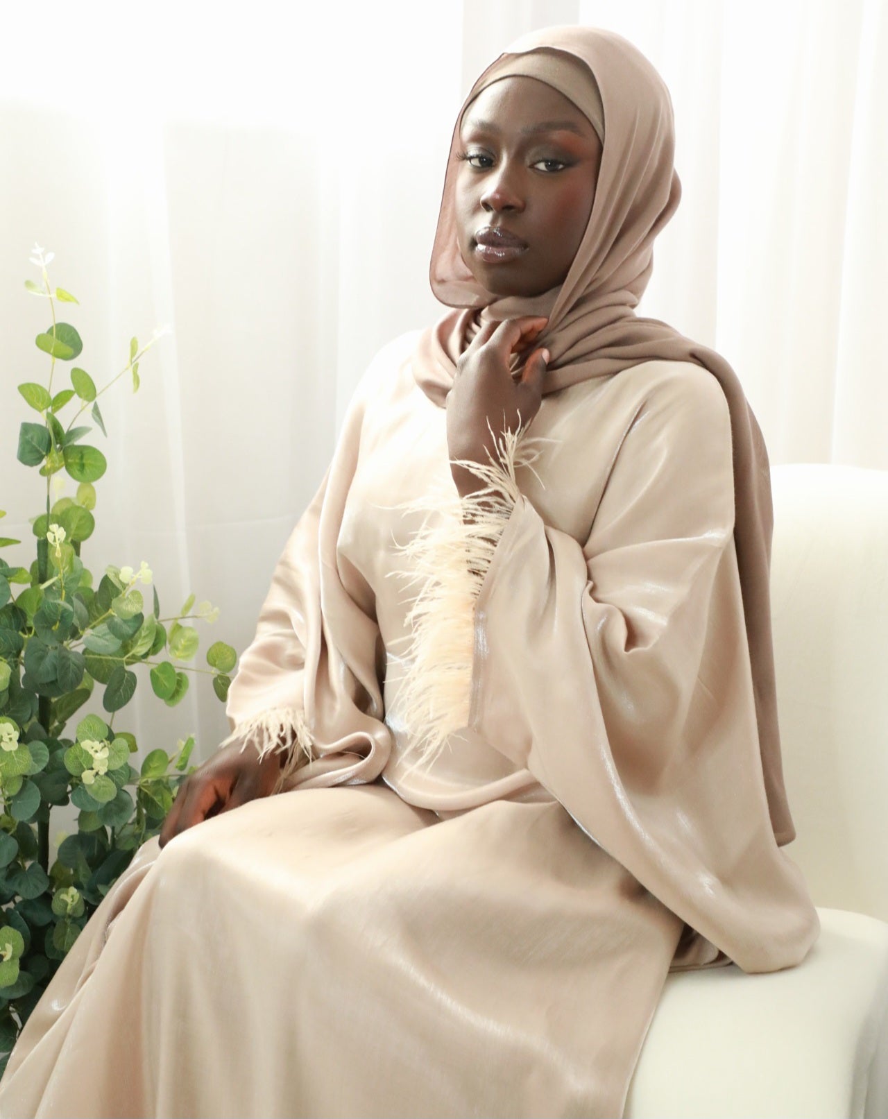 Butterfly Abaya - Two Tone Shimmer - Nude