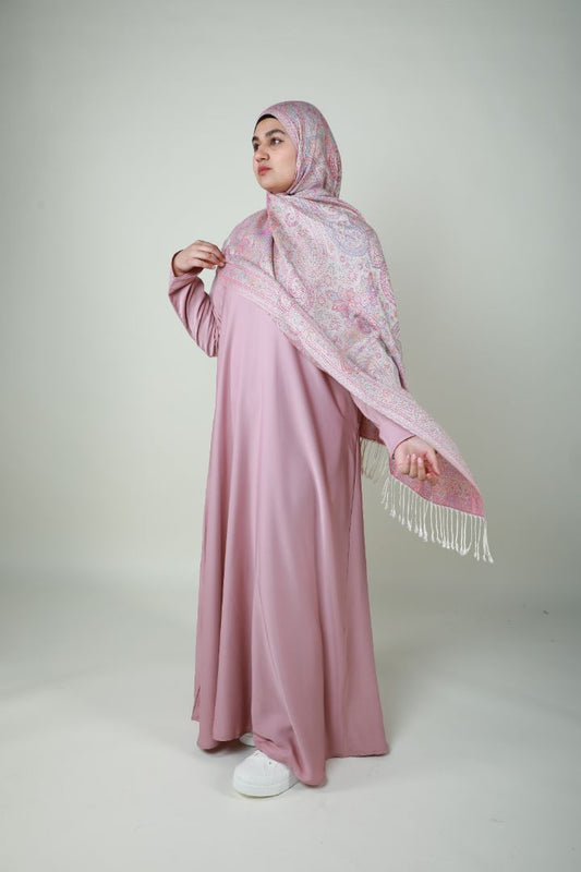 Basic Abaya With Pockets - Pink