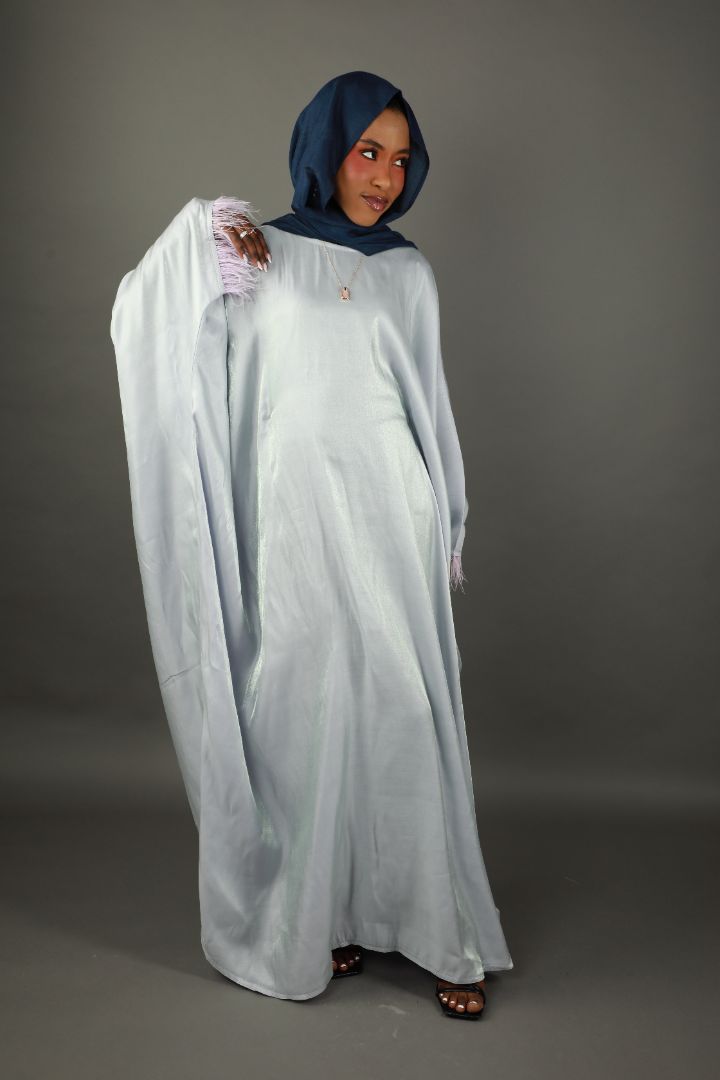 Butterfly Abaya - Two Tone Shimmer - Grey/Lilac