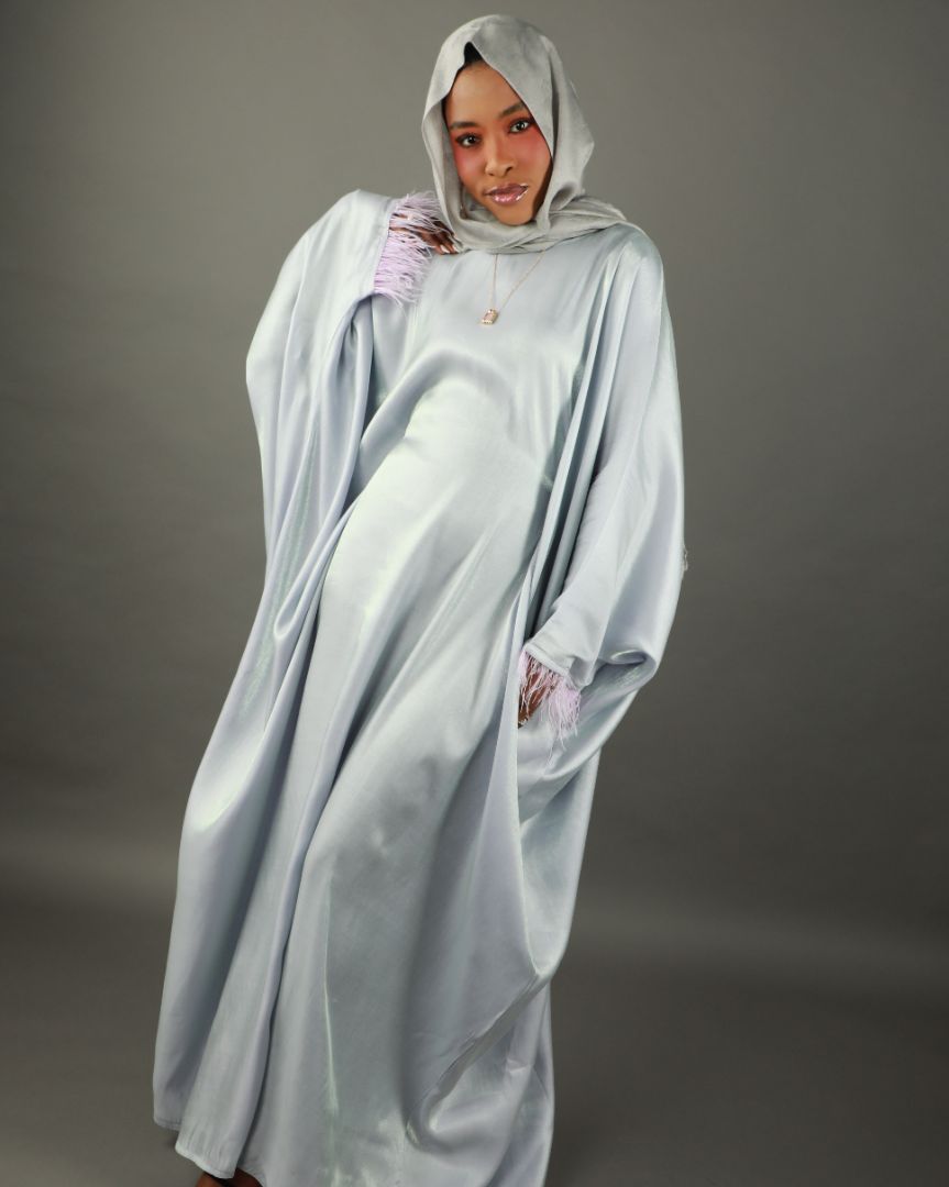 Butterfly Abaya - Two Tone Shimmer - Grey/Lilac