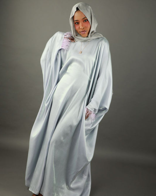 Butterfly Abaya - Two Tone Shimmer - Grey/Lilac
