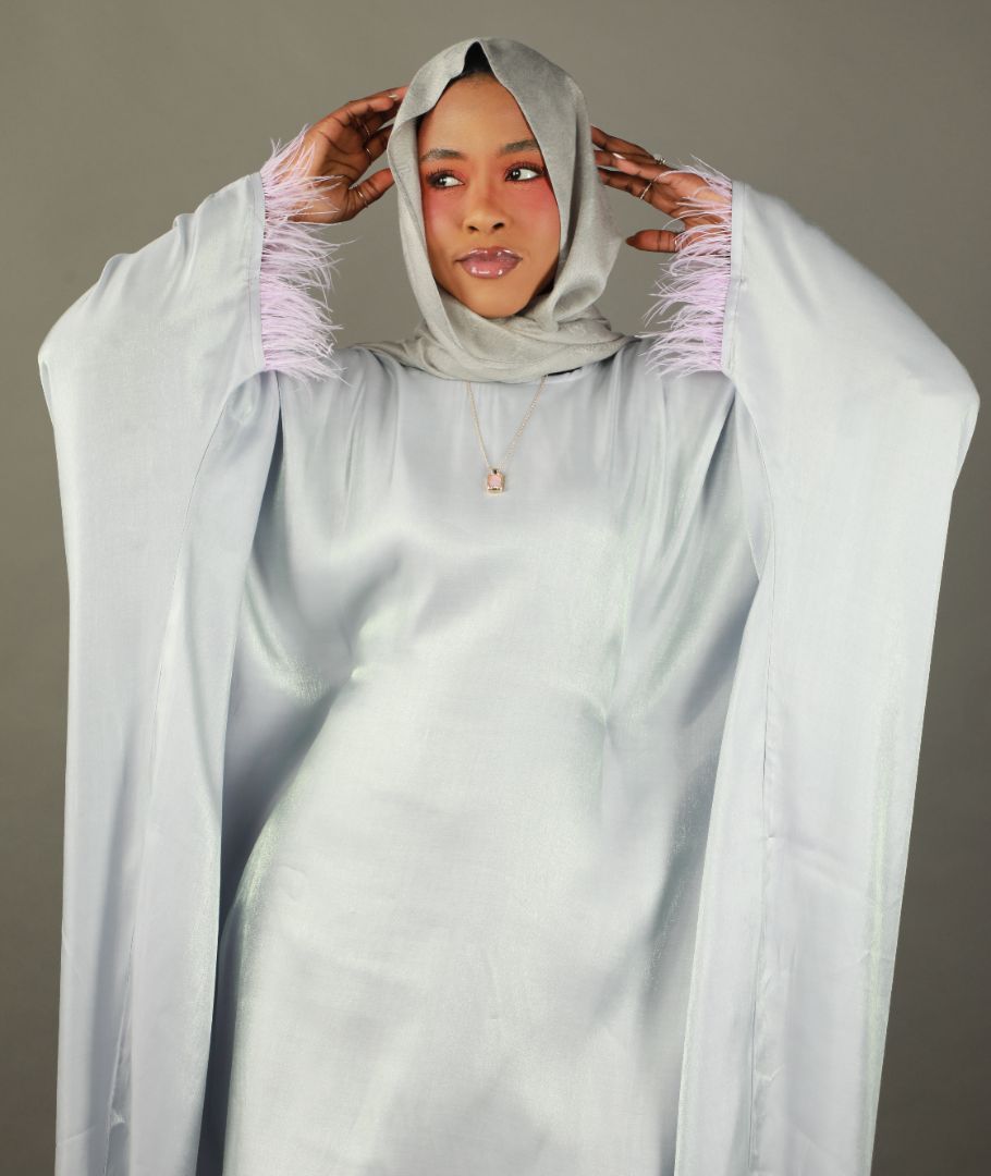 Butterfly Abaya - Two Tone Shimmer - Grey/Lilac