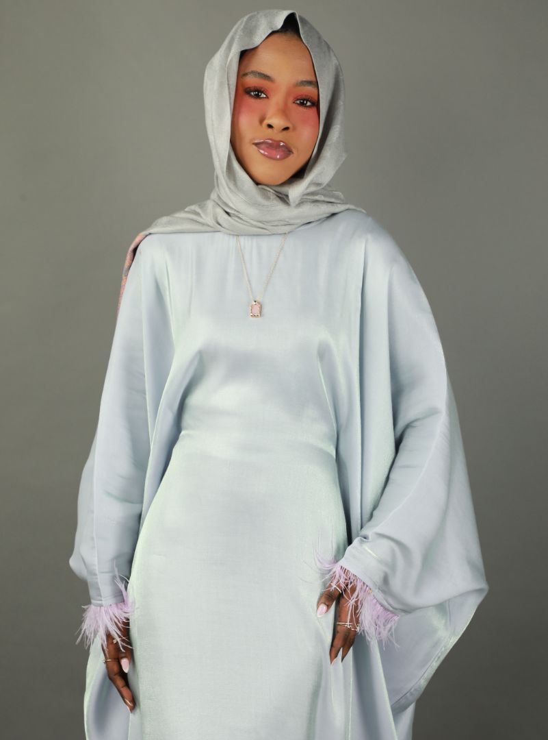 Butterfly Abaya - Two Tone Shimmer - Grey/Lilac