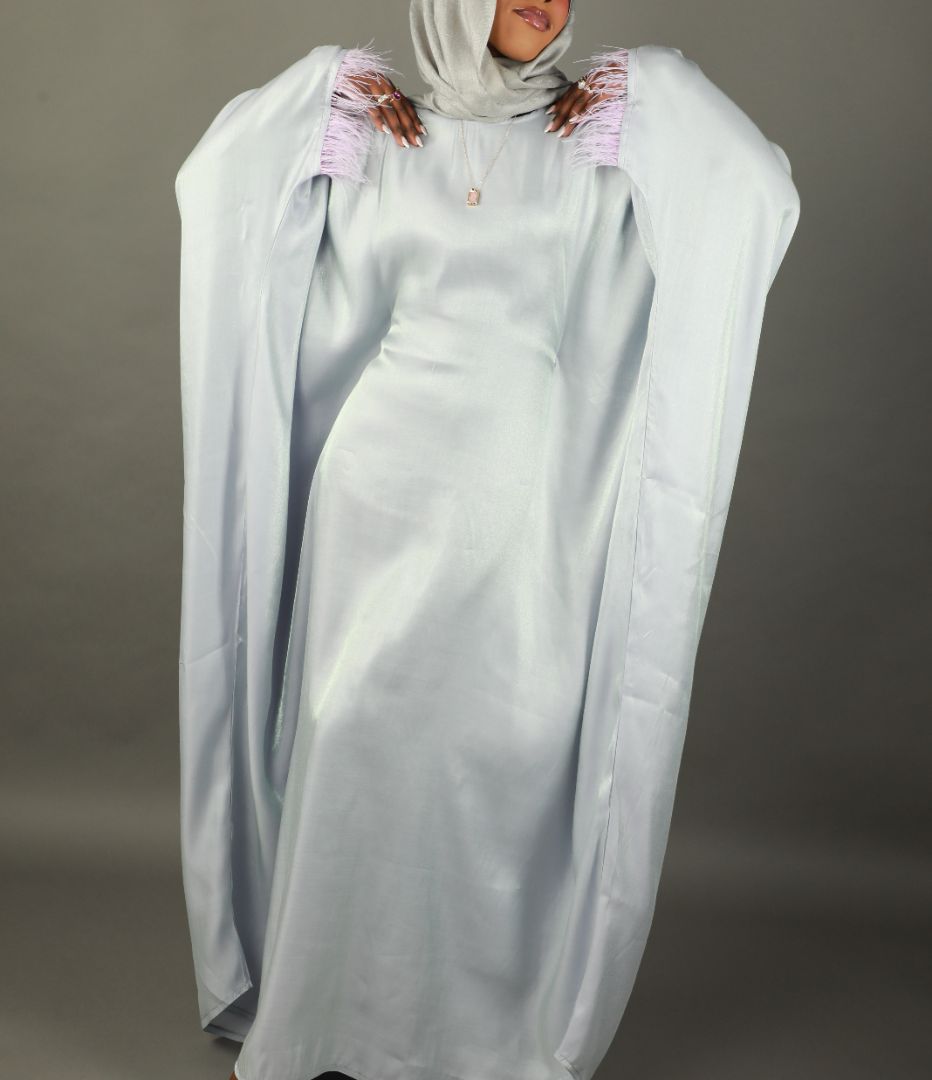 Butterfly Abaya - Two Tone Shimmer - Grey/Lilac