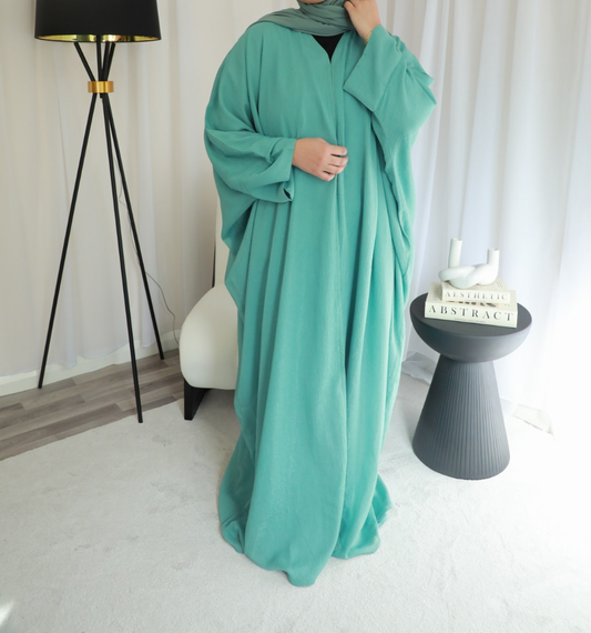 Glitter Open Abaya (Hijab Included) - Green