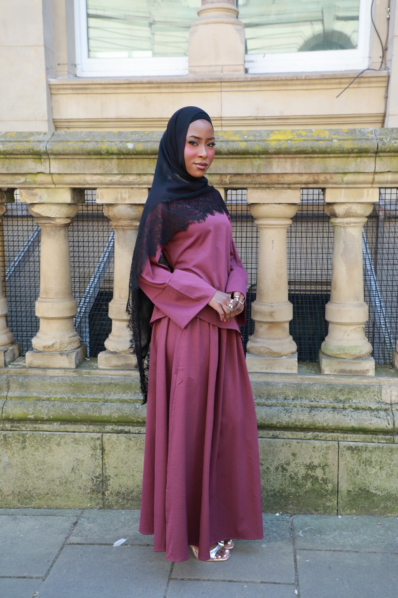 Asymmetrical Top With Matching Skirt Co-Ord - Plum