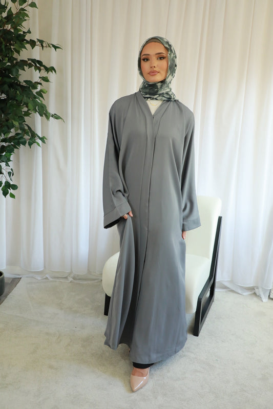 Basic Open Abaya - Grey