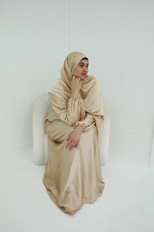 Noor Abaya (Hijab Included) - Nude Gold