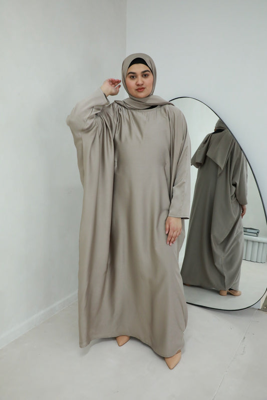 Premium Butterfly Abaya (Hijab Included) - Nude Brown