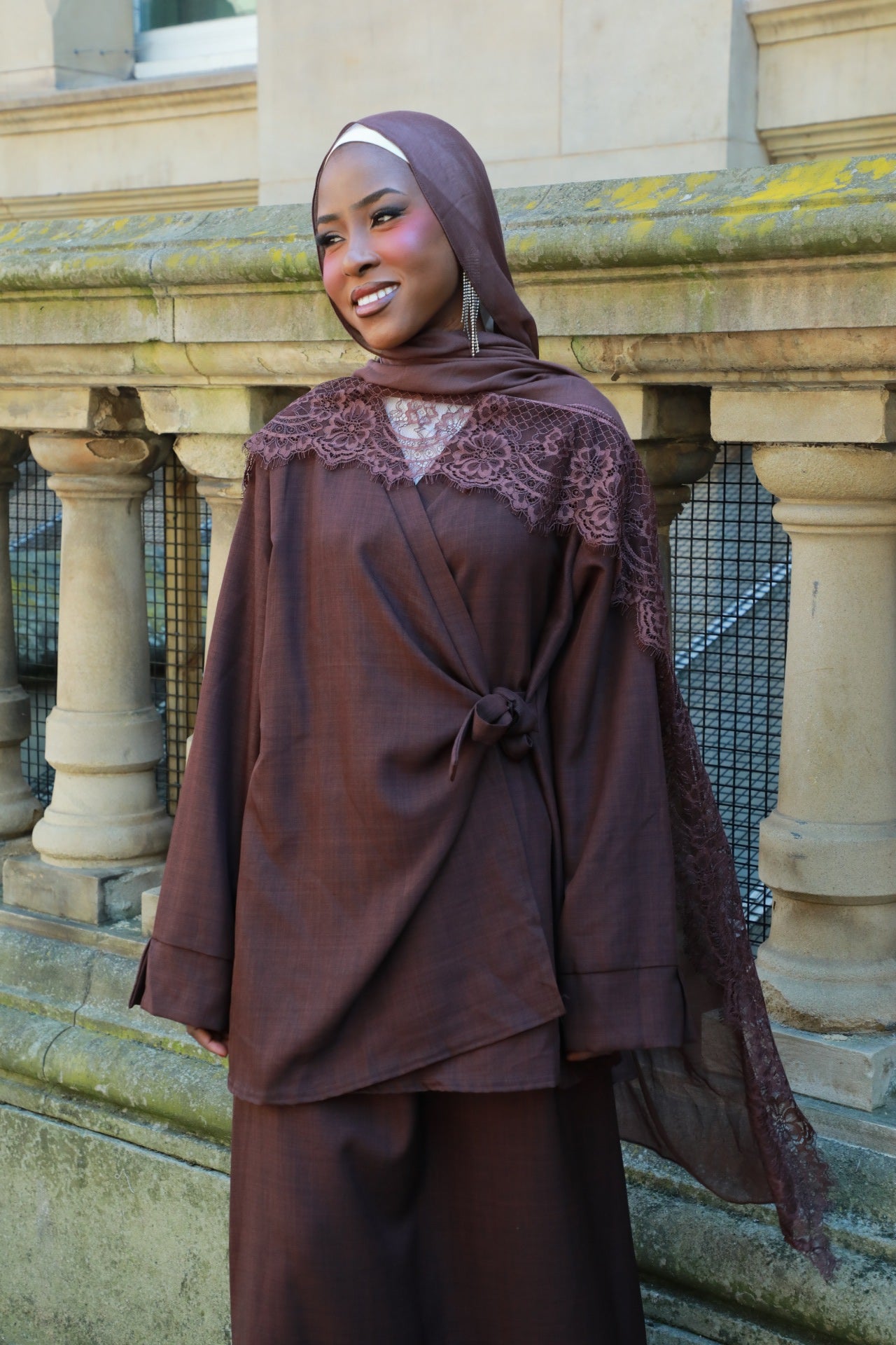 Wrap Top With Matching Skirt Co-Ord - Mocha