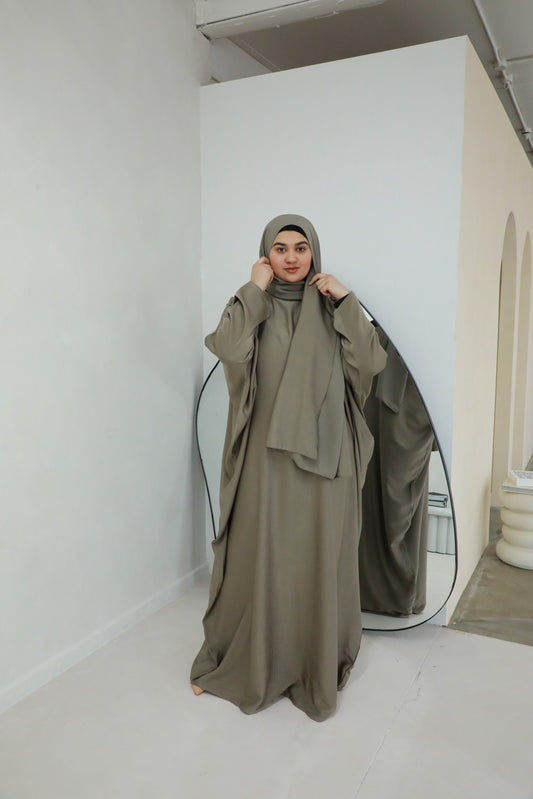 Premium Butterfly Abaya (Hijab Included) - Taupe