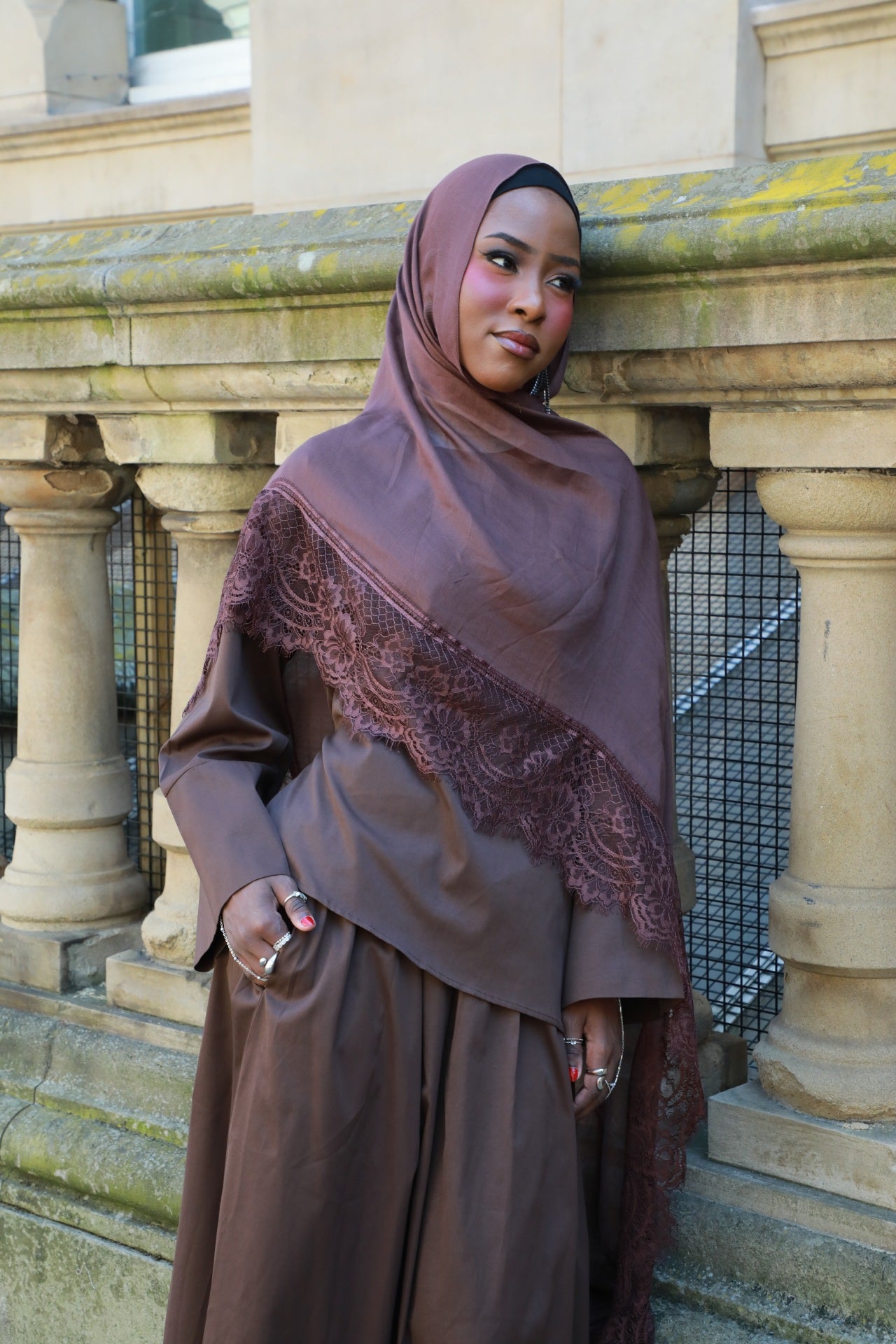 Asymmetrical Top With Matching Skirt Co-Ord - Mocha