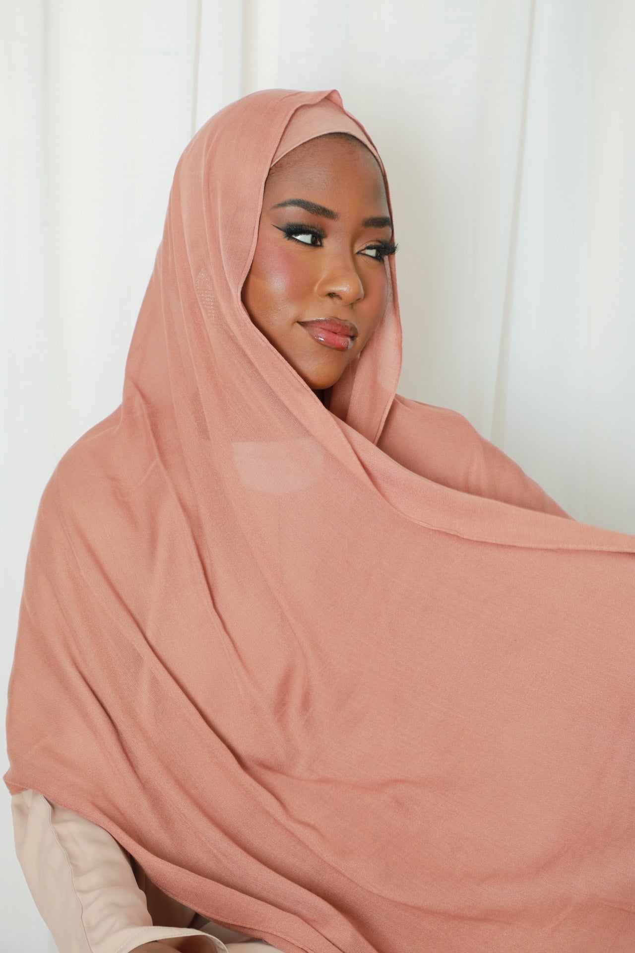 Modal Hijab With Matching Under Cap Included - Peach Blush