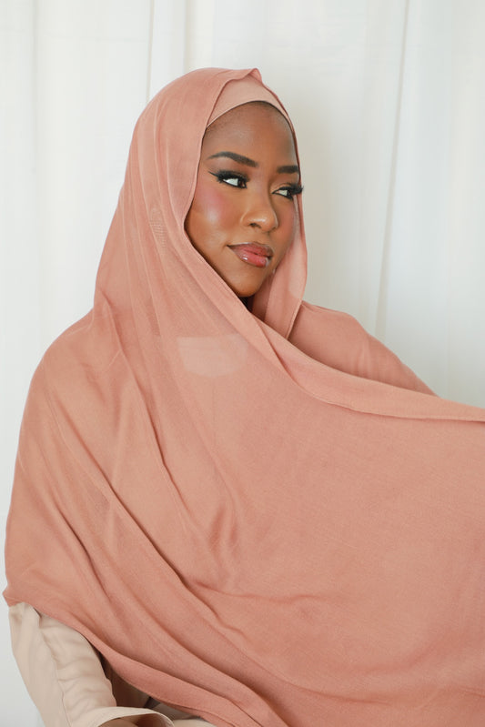 Modal Hijab With Matching Under Cap Included - Peach Blush