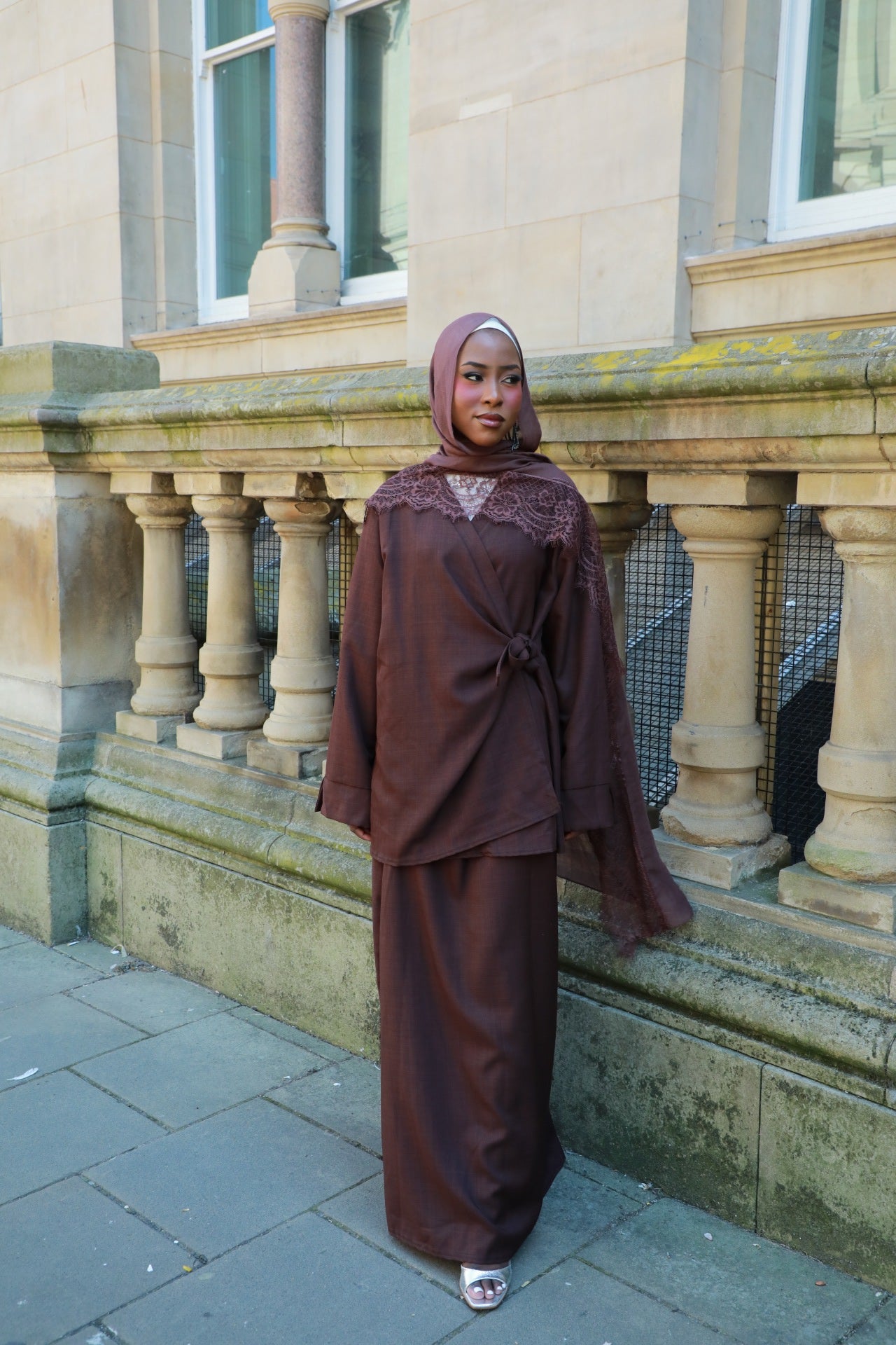 Wrap Top With Matching Skirt Co-Ord - Mocha
