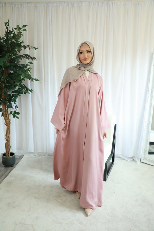 Basic Open Abaya - Pink
