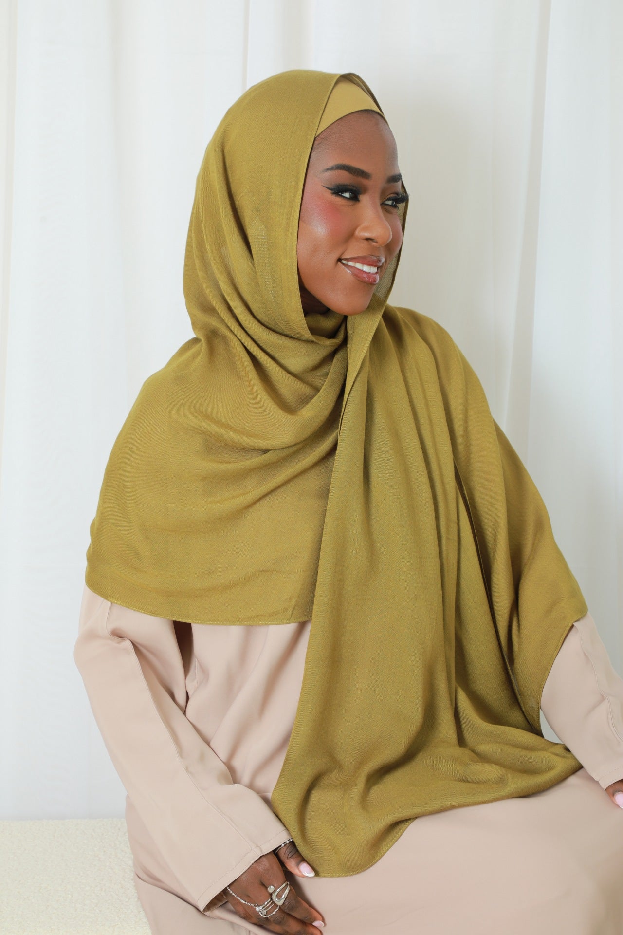 Modal Hijab With Matching Under Cap Included - Olive Green