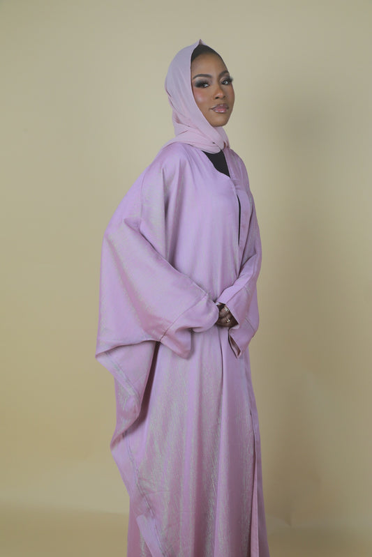 Glitter Open Abaya (Hijab Included) - Pink