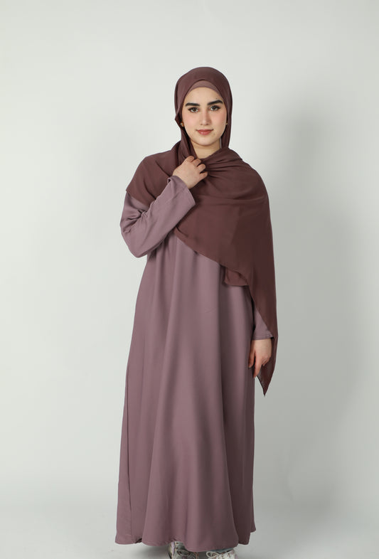 Basic Abaya With Pockets - Light Purple