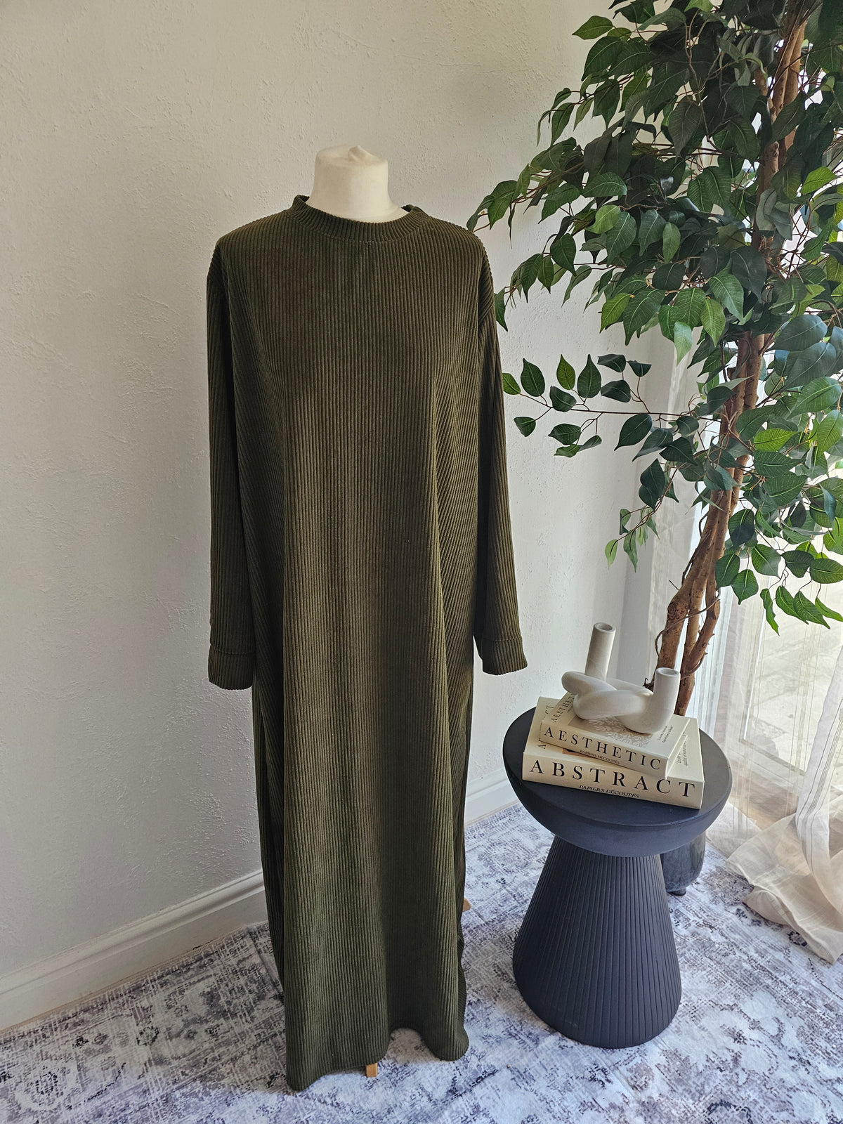 Corduroy Abaya - Khaki