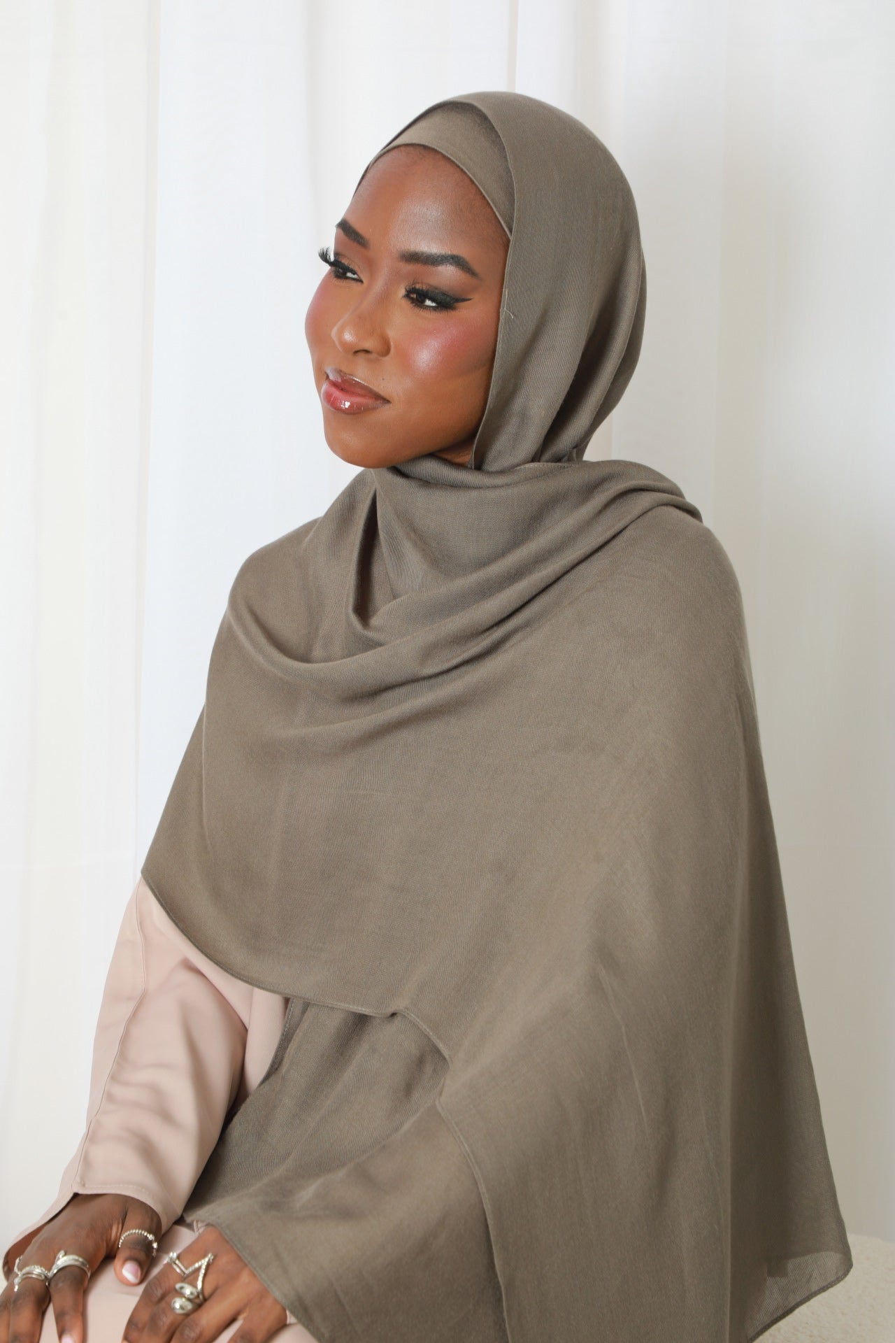 Modal Hijab With Matching Under Cap Included - Khaki Brown