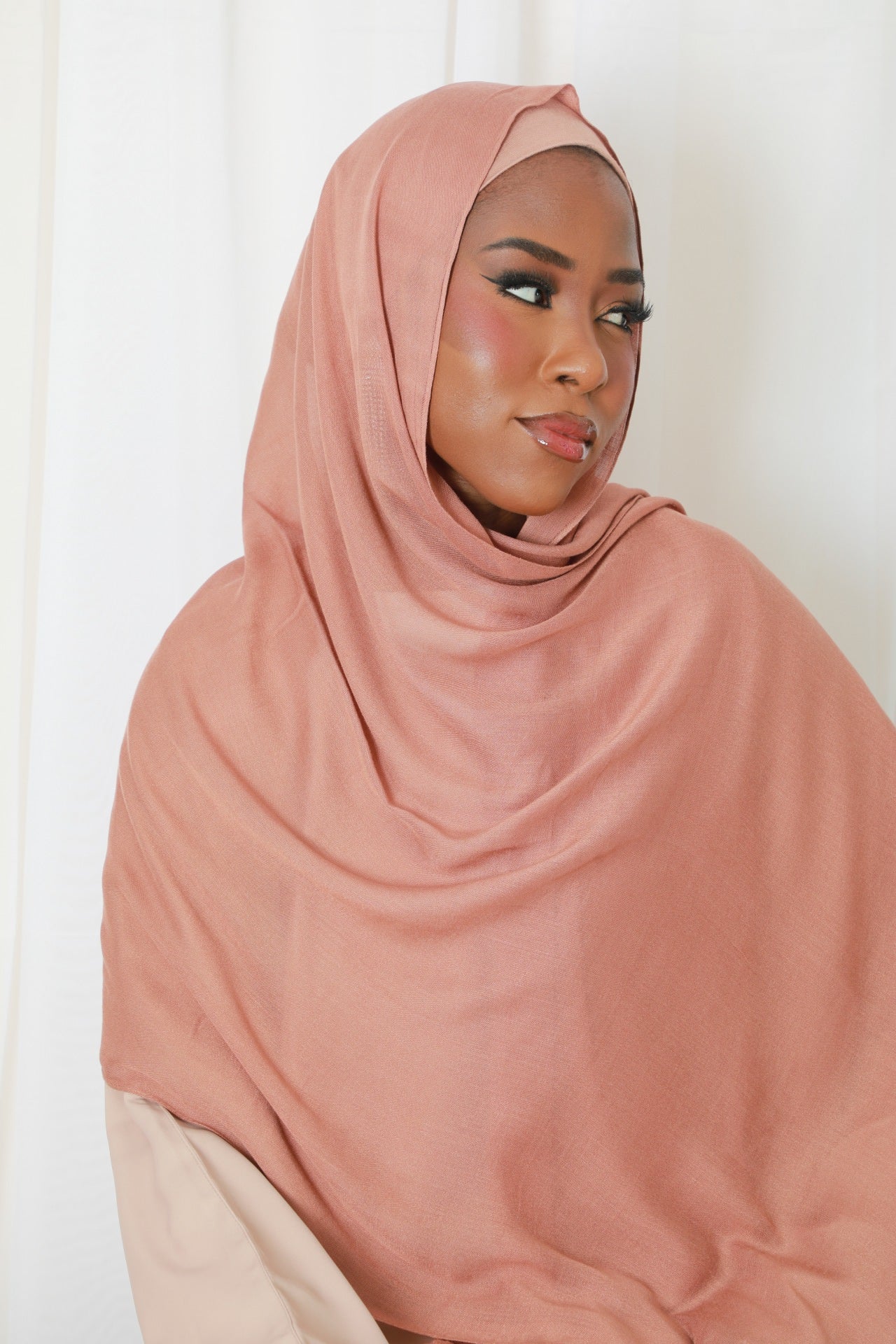 Modal Hijab With Matching Under Cap Included - Peach Blush