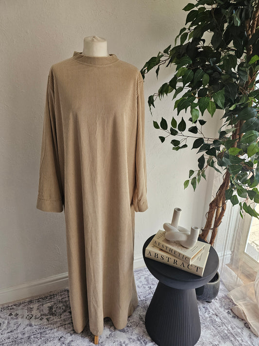 Corduroy Abaya - Cream