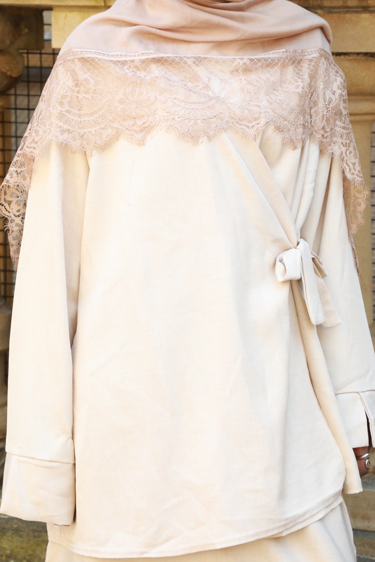 Wrap Top With Matching Skirt Co-Ord - Nude