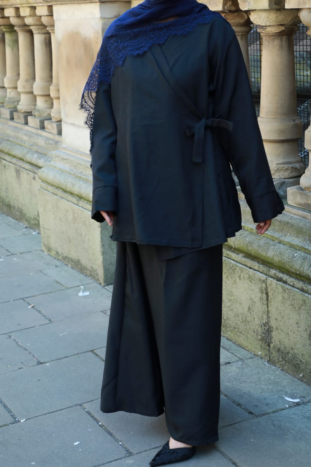 Wrap Top With Matching Skirt Co-Ord - Black