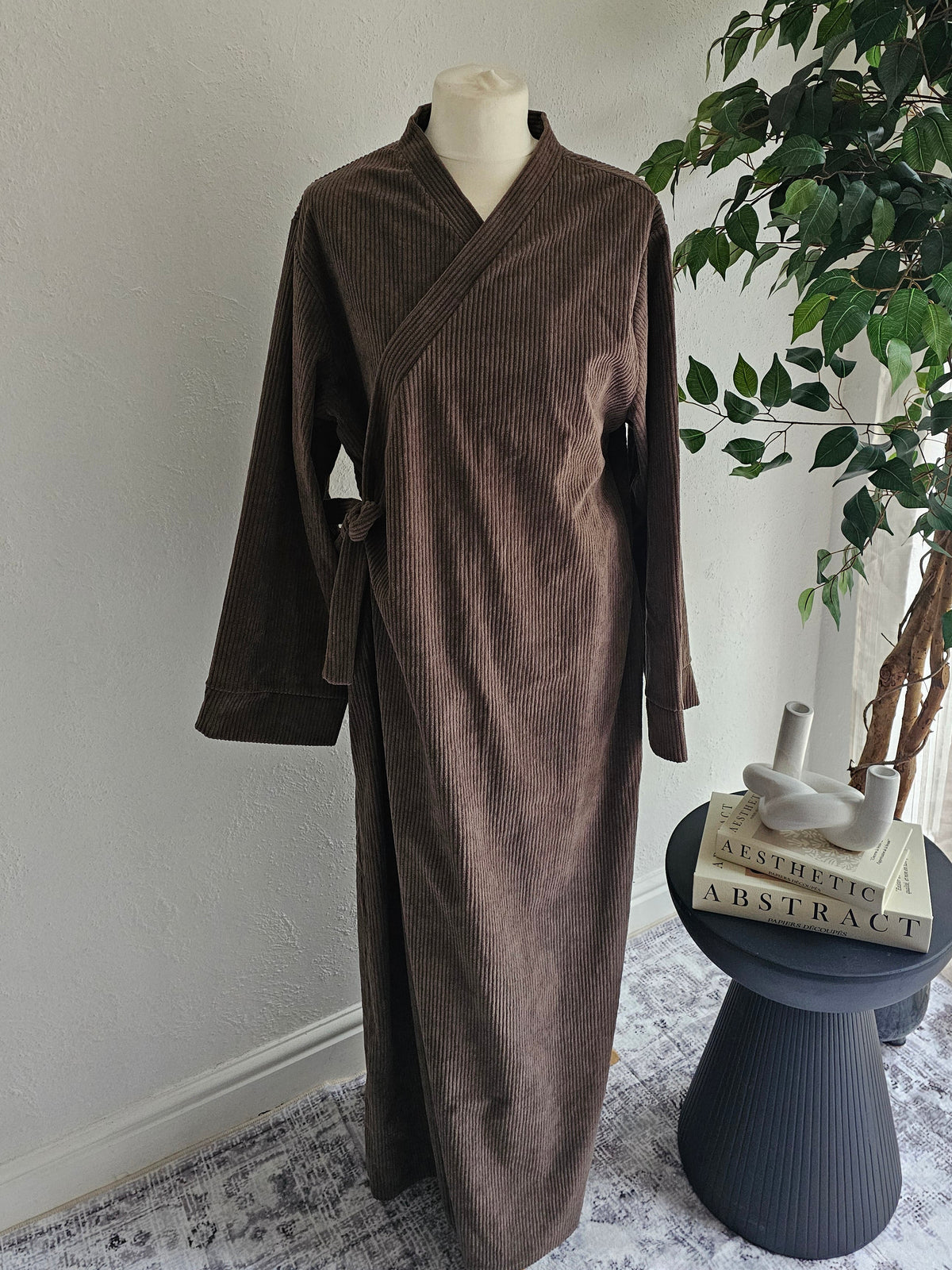 Corduroy Wrap Abaya - Light Brown