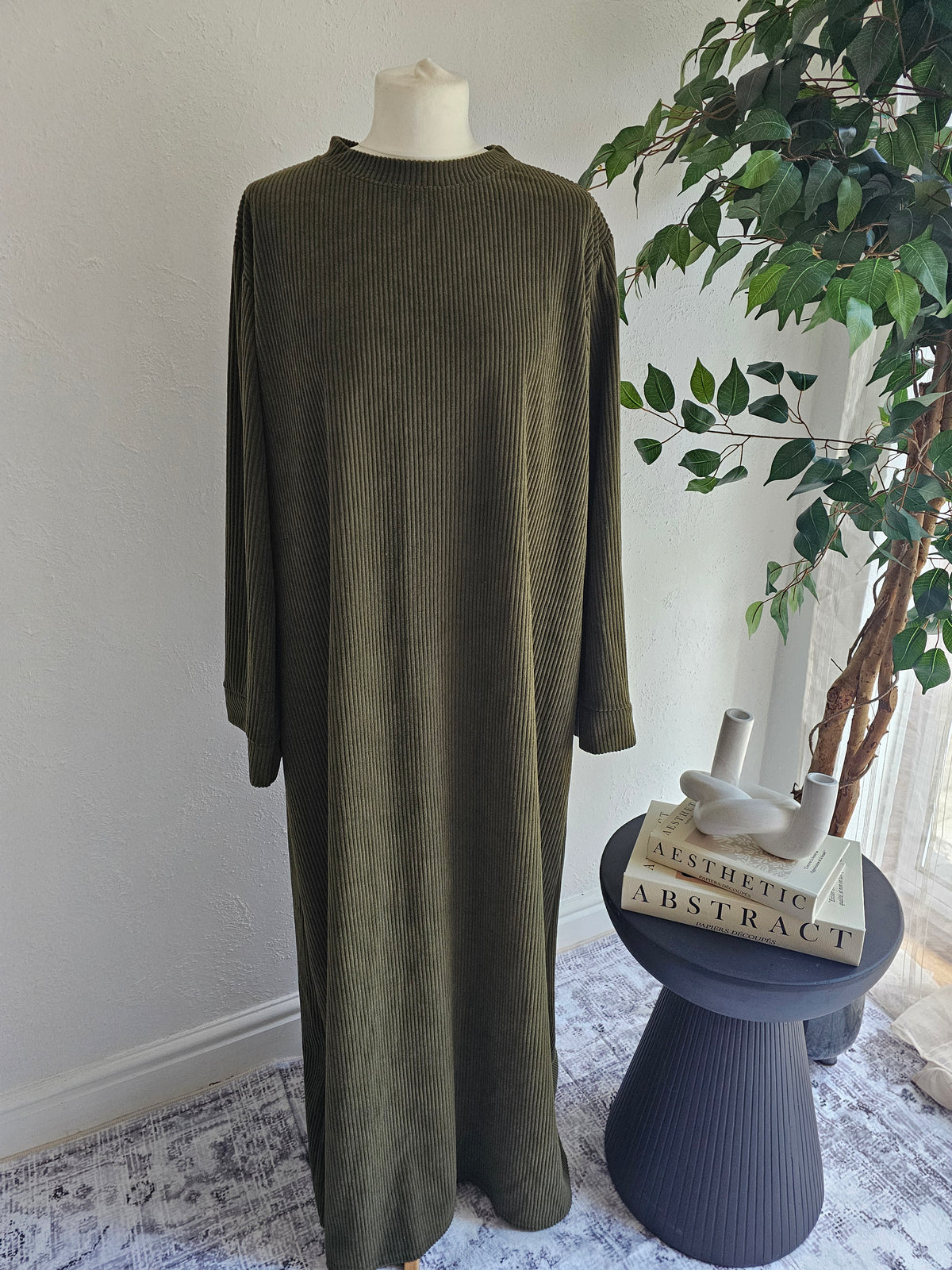 Corduroy Abaya - Khaki