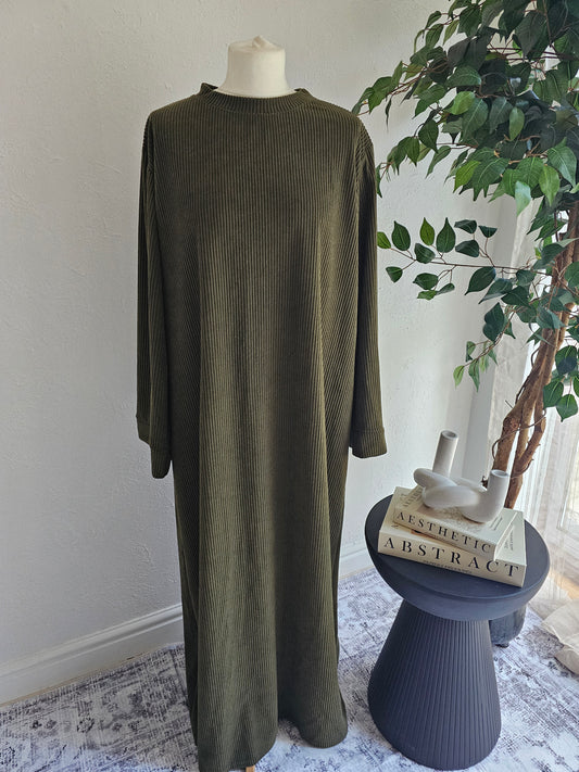 Corduroy Abaya - Khaki