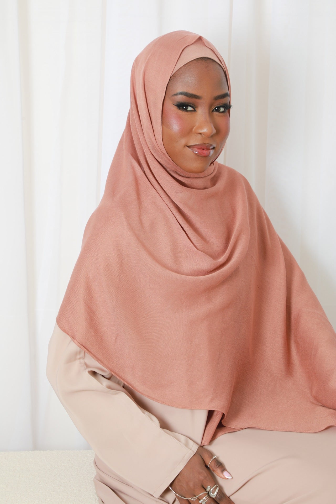 Modal Hijab With Matching Under Cap Included - Peach Blush
