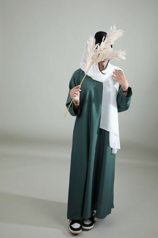Basic Abaya With Pockets - Green