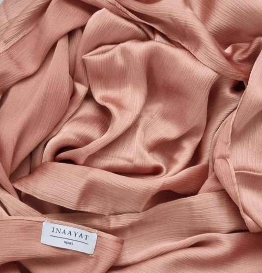Satin Silk Scarf - Peachy Brown