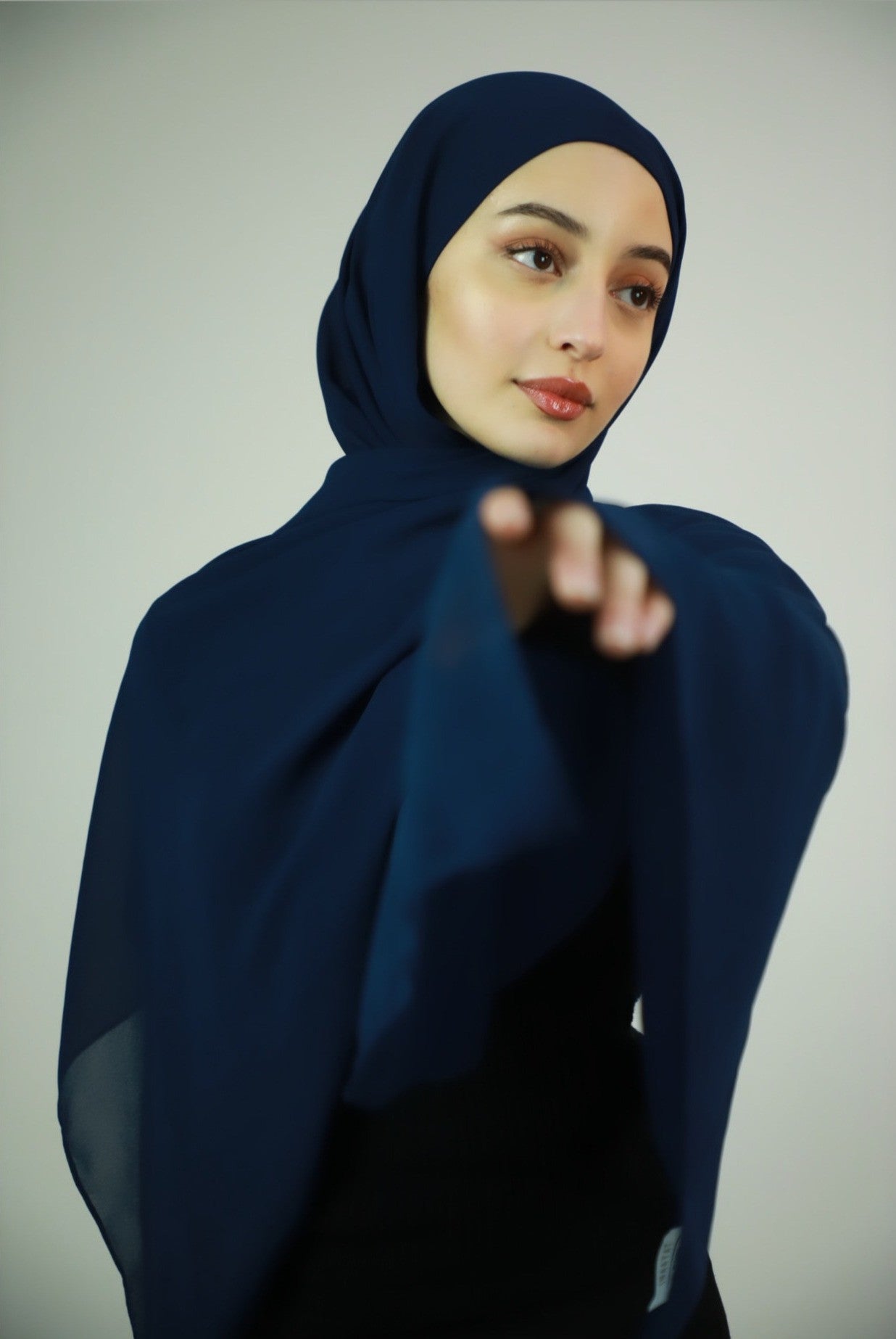 Chiffon Instant Hijab With Satin Under Cap - Indigo