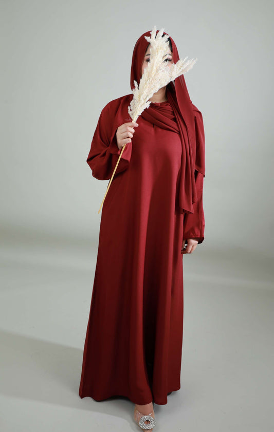 Basic Abaya With Pockets - Maroon