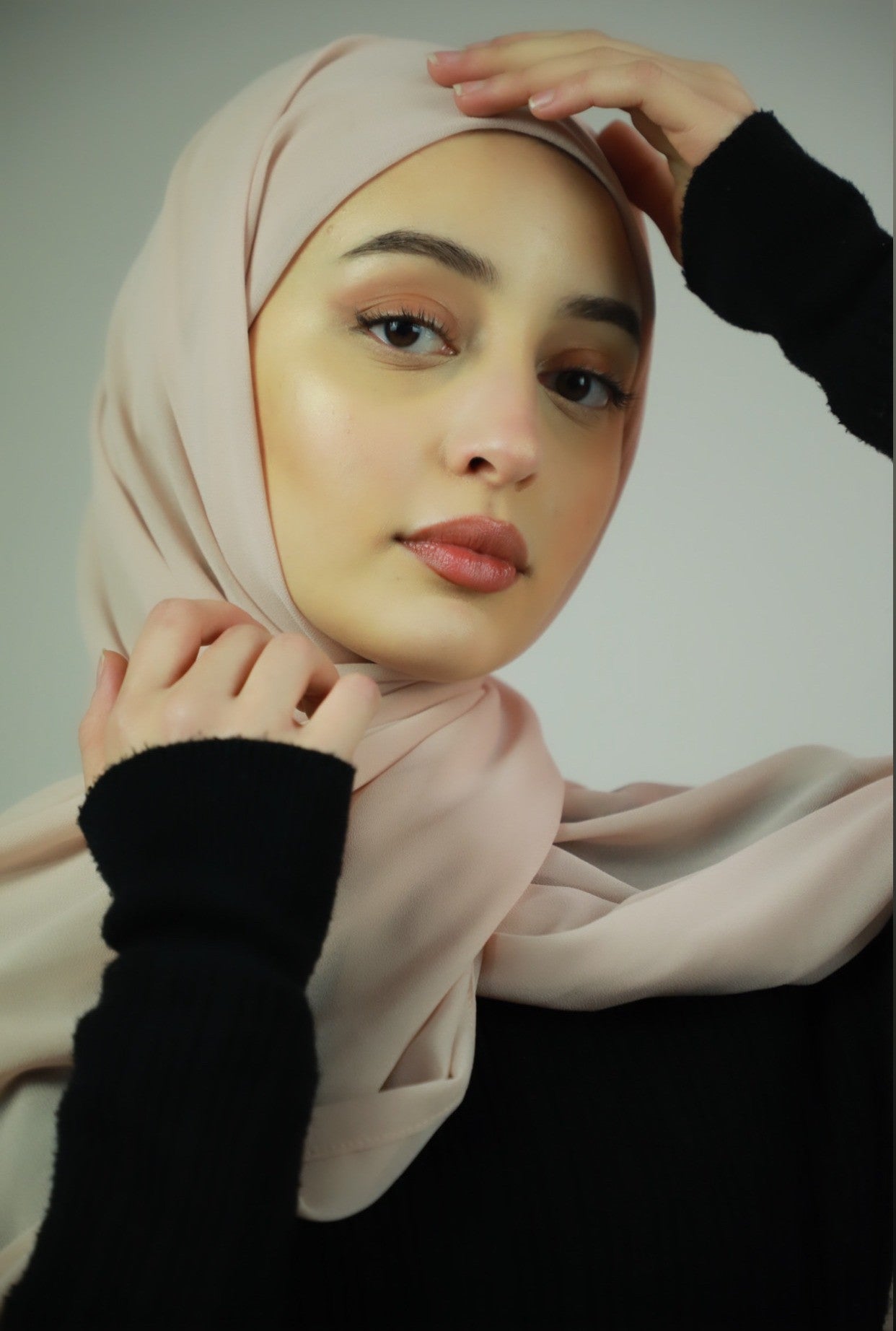 Chiffon Instant Hijab With Satin Under Cap - Rose