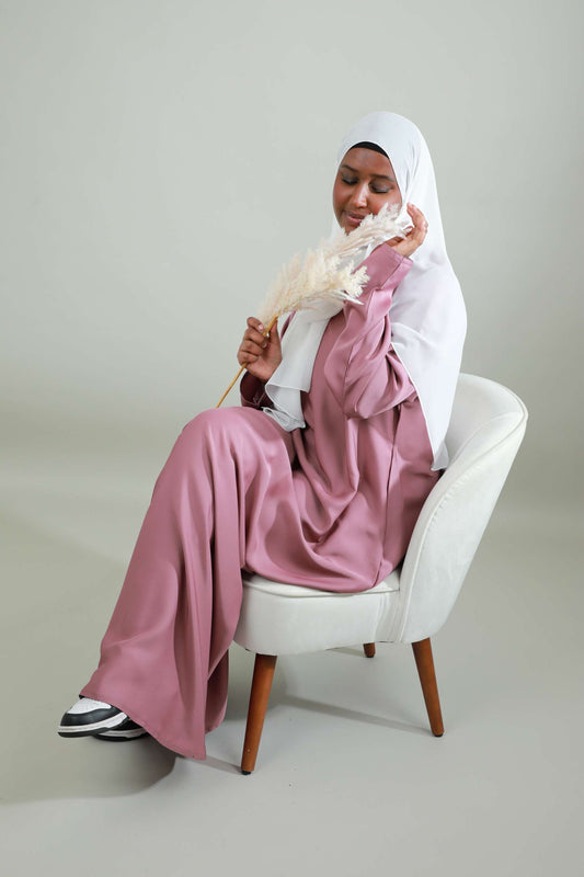 Basic Abaya With Pockets - Pink
