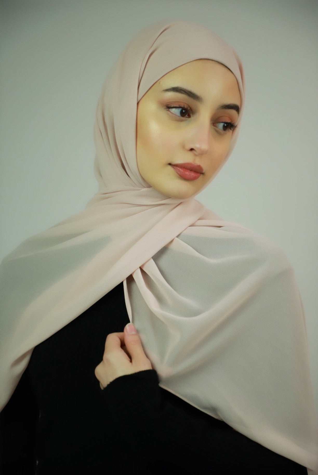 Chiffon Instant Hijab With Satin Under Cap - Rose