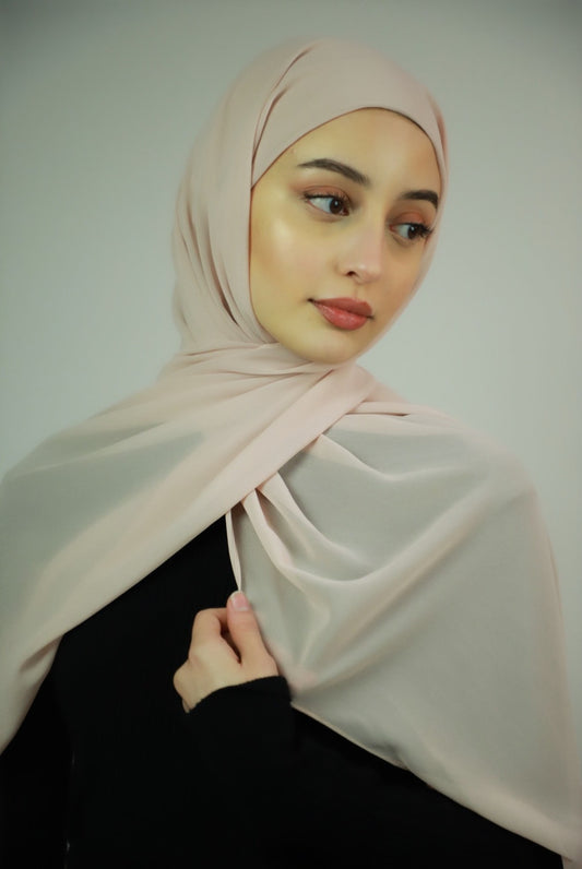 Chiffon Instant Hijab With Satin Under Cap - Rose