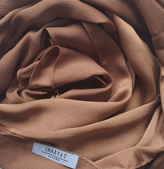 Satin Silk Scarf - Brown