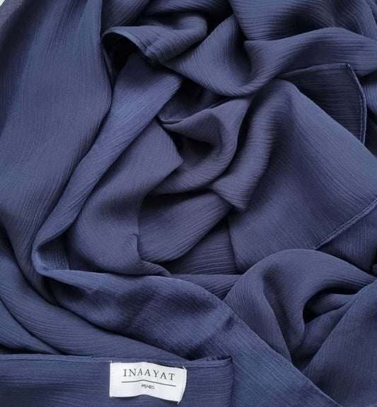 Satin Silk Scarf - Navy Blue